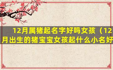 12月属猪起名字好吗女孩（12月出生的猪宝宝女孩起什么小名好）