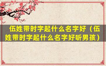 伍姓带时字起什么名字好（伍姓带时字起什么名字好听男孩）
