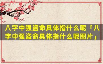 八字中强盗命具体指什么呢「八字中强盗命具体指什么呢图片」