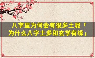 八字里为何会有很多土呢「为什么八字土多和玄学有缘」