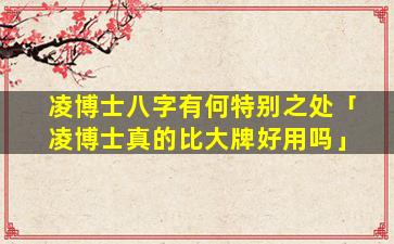 凌博士八字有何特别之处「凌博士真的比大牌好用吗」