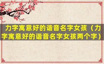 力字寓意好的谐音名字女孩（力字寓意好的谐音名字女孩两个字）