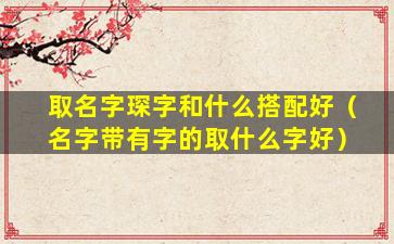 取名字琛字和什么搭配好（名字带有字的取什么字好）