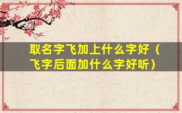 取名字飞加上什么字好（飞字后面加什么字好听）