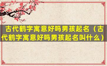 古代鹤字寓意好吗男孩起名（古代鹤字寓意好吗男孩起名叫什么）