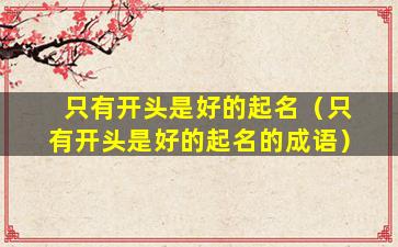 只有开头是好的起名（只有开头是好的起名的成语）