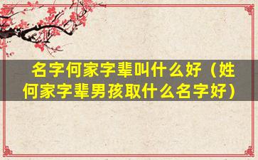名字何家字辈叫什么好（姓何家字辈男孩取什么名字好）