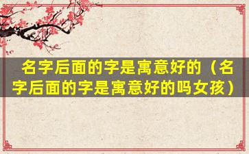 名字后面的字是寓意好的（名字后面的字是寓意好的吗女孩）