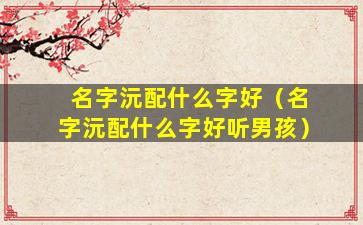 名字沅配什么字好（名字沅配什么字好听男孩）