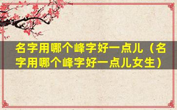 名字用哪个峰字好一点儿（名字用哪个峰字好一点儿女生）