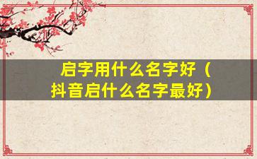 启字用什么名字好（抖音启什么名字最好）