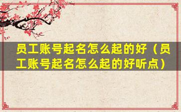 员工账号起名怎么起的好（员工账号起名怎么起的好听点）