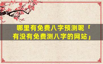 哪里有免费八字预测呢「有没有免费测八字的网站」