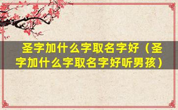 圣字加什么字取名字好（圣字加什么字取名字好听男孩）