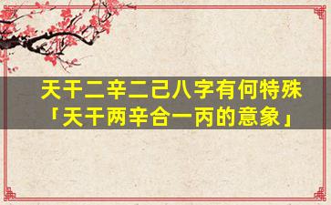 天干二辛二己八字有何特殊「天干两辛合一丙的意象」