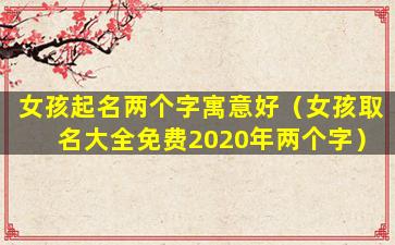 女孩起名两个字寓意好（女孩取名大全免费2020年两个字）