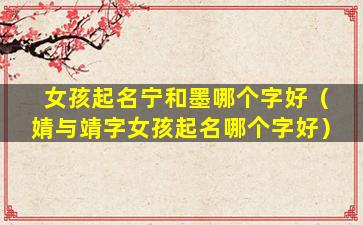 女孩起名宁和墨哪个字好（婧与靖字女孩起名哪个字好）