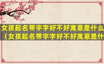 女孩起名带宇字好不好寓意是什么（女孩起名带宇字好不好寓意是什么意思）