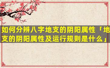 如何分辨八字地支的阴阳属性「地支的阴阳属性及运行规则是什么」