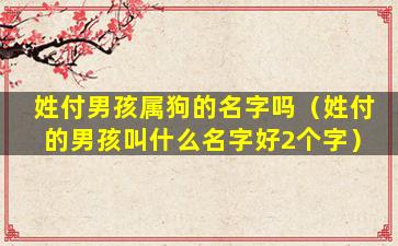 姓付男孩属狗的名字吗（姓付的男孩叫什么名字好2个字）