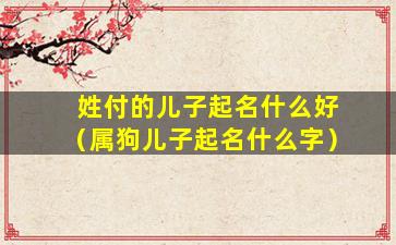 姓付的儿子起名什么好（属狗儿子起名什么字）