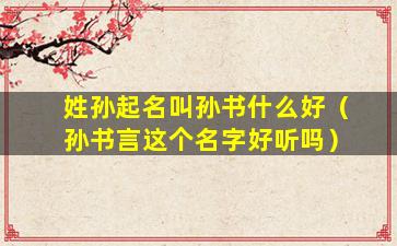 姓孙起名叫孙书什么好（孙书言这个名字好听吗）
