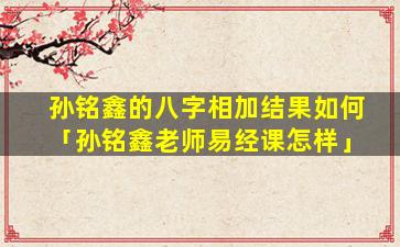 孙铭鑫的八字相加结果如何「孙铭鑫老师易经课怎样」