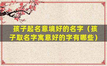 孩子起名意境好的名字（孩子取名字寓意好的字有哪些）