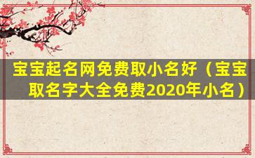 宝宝起名网免费取小名好（宝宝取名字大全免费2020年小名）