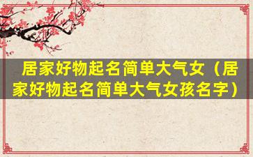 居家好物起名简单大气女（居家好物起名简单大气女孩名字）