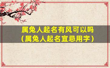 属兔人起名有风可以吗（属兔人起名宜忌用字）