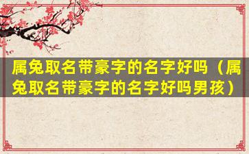 属兔取名带豪字的名字好吗（属兔取名带豪字的名字好吗男孩）