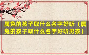属兔的孩子取什么名字好听（属兔的孩子取什么名字好听男孩）
