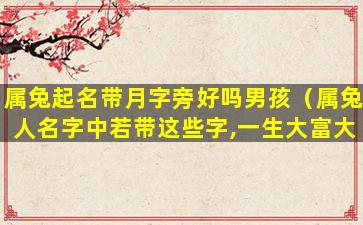 属兔起名带月字旁好吗男孩（属兔人名字中若带这些字,一生大富大贵）