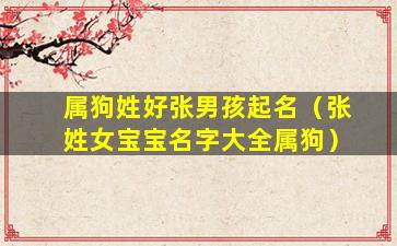 属狗姓好张男孩起名（张姓女宝宝名字大全属狗）