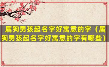 属狗男孩起名字好寓意的字（属狗男孩起名字好寓意的字有哪些）