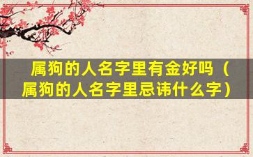 属狗的人名字里有金好吗（属狗的人名字里忌讳什么字）