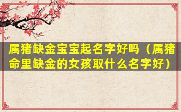 属猪缺金宝宝起名字好吗（属猪命里缺金的女孩取什么名字好）