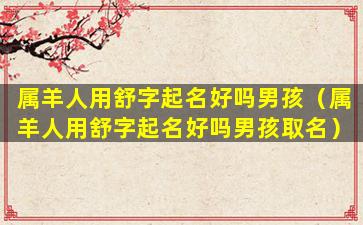 属羊人用舒字起名好吗男孩（属羊人用舒字起名好吗男孩取名）
