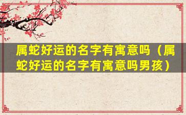 属蛇好运的名字有寓意吗（属蛇好运的名字有寓意吗男孩）