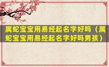 属蛇宝宝用易经起名字好吗（属蛇宝宝用易经起名字好吗男孩）