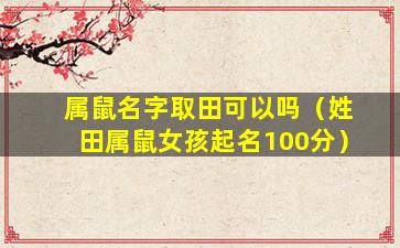 属鼠名字取田可以吗（姓田属鼠女孩起名100分）