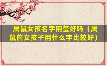 属鼠女孩名字用玺好吗（属鼠的女孩子用什么字比较好）