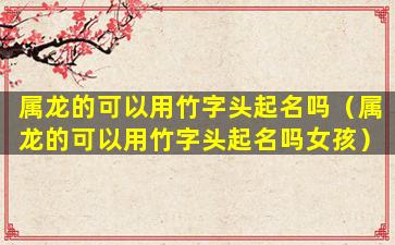 属龙的可以用竹字头起名吗（属龙的可以用竹字头起名吗女孩）