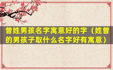 曾姓男孩名字寓意好的字（姓曾的男孩子取什么名字好有寓意）