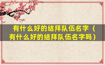 有什么好的结拜队伍名字（有什么好的结拜队伍名字吗）