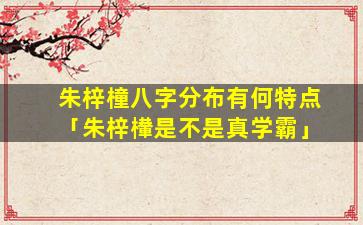 朱梓橦八字分布有何特点「朱梓檋是不是真学霸」