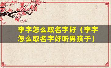 李字怎么取名字好（李字怎么取名字好听男孩子）