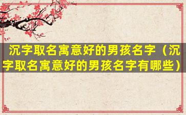 沉字取名寓意好的男孩名字（沉字取名寓意好的男孩名字有哪些）