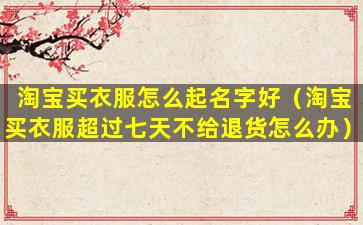 淘宝买衣服怎么起名字好（淘宝买衣服超过七天不给退货怎么办）